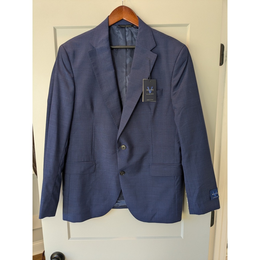 NWT $530 Jack Victor Mens Blue Slim Fit Sport Coat Blazer Subtle Plaid 44R Italy